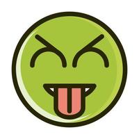 tongue out funny smiley emoticon face expression line and fill icon vector