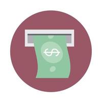 mobile banking atm money banknote payment block style icon vector