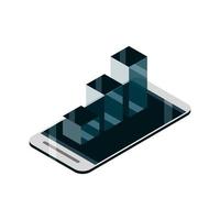 smartphone statistics business device gadget technology isometric isolated icon vector