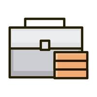 business suitcase stacked coins money financial investing line and fill icon vector