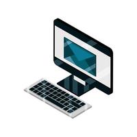 computer keyboard and email device gadget technology isometric isolated icon vector