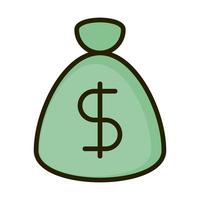 money bag safe business financial investing line and fill icon vector