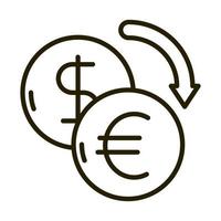 dollar and euro exchange business financial investing line style icon vector