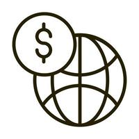 world money financial business stock market line style icon vector