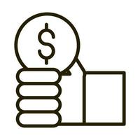 hand with coin money financial business stock market line style icon vector