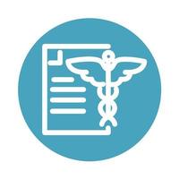 document report caduceus medical and health care block style icon vector