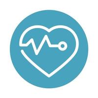 latido del corazón cardiología icono de estilo de bloque médico y sanitario vector