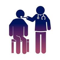 coronavirus covid 19 doctor with patient in consultation diagnosis health  gradient style icon vector