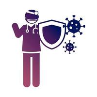 coronavirus covid 19 physician shield protection prevention health  gradient style icon vector