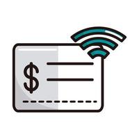 Internet wifi cupón digital compras o pago línea de banca móvil e ícono de relleno vector