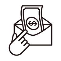 send money click shopping or payment mobile banking line style icon vector