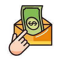 send money click shopping or payment mobile banking line and fill icon vector