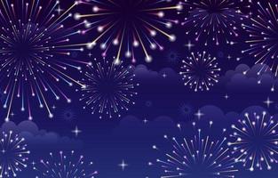 Fireworks background with Dark Sky vector