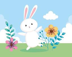 cute rabbit of easter in landscape vector