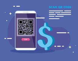 scan qr code with smartphone vector