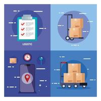 set of poster of delivery logistic service vector