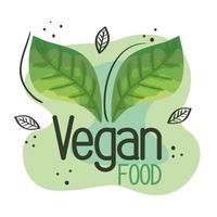 cartel de comida vegana con hojas naturales vector