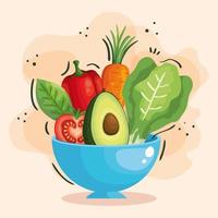 bowl with fresh and healthy vegetables vector