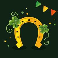 saint patricks day with horseshoe and decoration vector