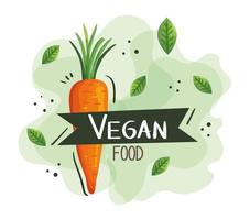 vegan food poster with carrot and leaves vector