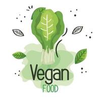 cartel de comida vegana con puerro fresco vector