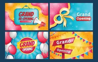 Grand Opening Background Template Set vector