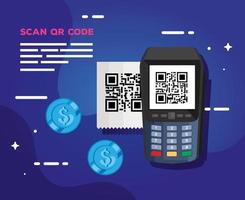 escanear código qr con datáfono vector