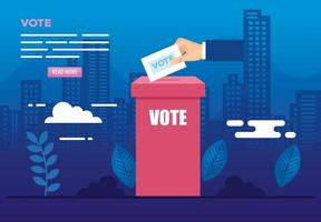 poster of vote with urn and icons vector