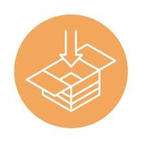 down cardboard box cargo shipping related delivery block style icon vector