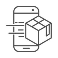 smartphone app box cargo shipping related delivery line style icon vector
