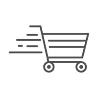 shopping cart fast cargo shipping delivery line style icon vector