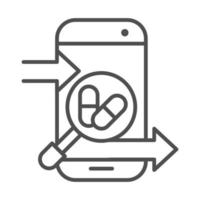 smartphone ordering medicine cargo delivery line style icon vector