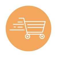 shopping cart fast cargo shipping delivery block style icon vector