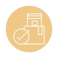 checking stack cardboard boxes cargo shipping related delivery block style icon vector