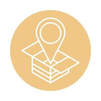 gps location pointer cardboard box cargo shipping delivery block style icon vector