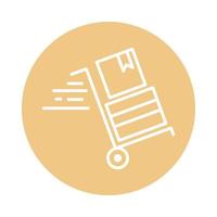 handcart cardboard box delivery cargo shipping block style icon vector