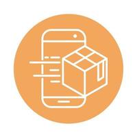 smartphone app box cargo shipping related delivery block style icon vector