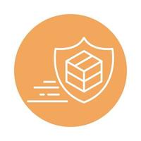 shield cardboard box cargo shipping related delivery block style icon vector