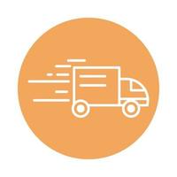 fast truck transport cargo shipping related delivery block style icon vector