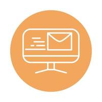 correo electrónico de computadora envío rápido icono de estilo de bloque de entrega relacionado vector