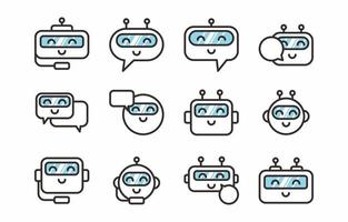 Cute Chatbot Icon Set vector