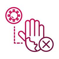 dont touch hand infected prevent spread of covid19 gradient icon vector