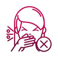 avoid coughing in hand prevent spread of covid19 gradient icon vector