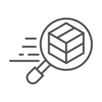 lupa caja de cartón envío de carga relacionada con el icono de estilo de línea de entrega vector
