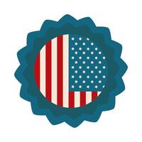 happy independence day american flag memorial badge celebration flat style icon vector