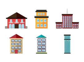 bundle of structures facade icons vector