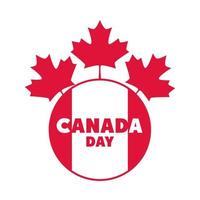 canada day canadian flag and maple leaves badge design flat style icon vector