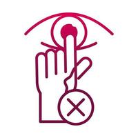 avoid touch eye prevent spread of covid19 gradient icon vector