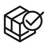 cardboard box check mark ok delivery cargo service logistic line style icon vector