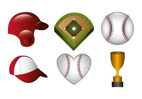 bundle of baseball icons vector